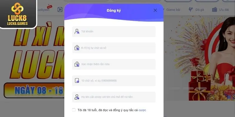 Tìm hiểu các hướng dẫn đăng ký tài khoản Lucky8